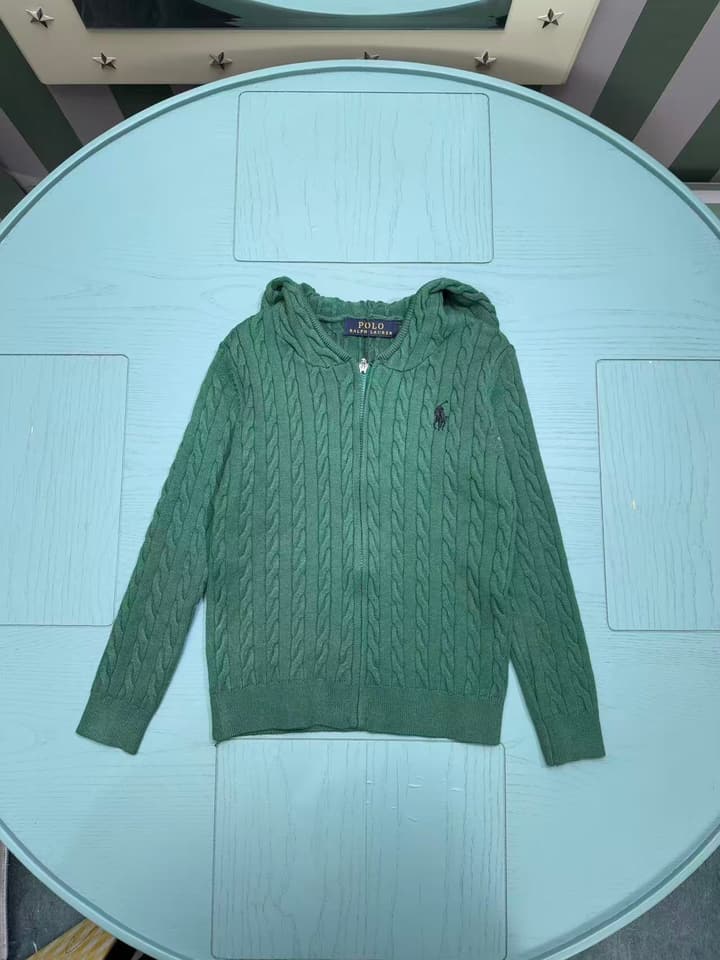 Ralph Lauren Classic Knit Cardigan – 2025SS – Kids Collection in Muted Sage Green