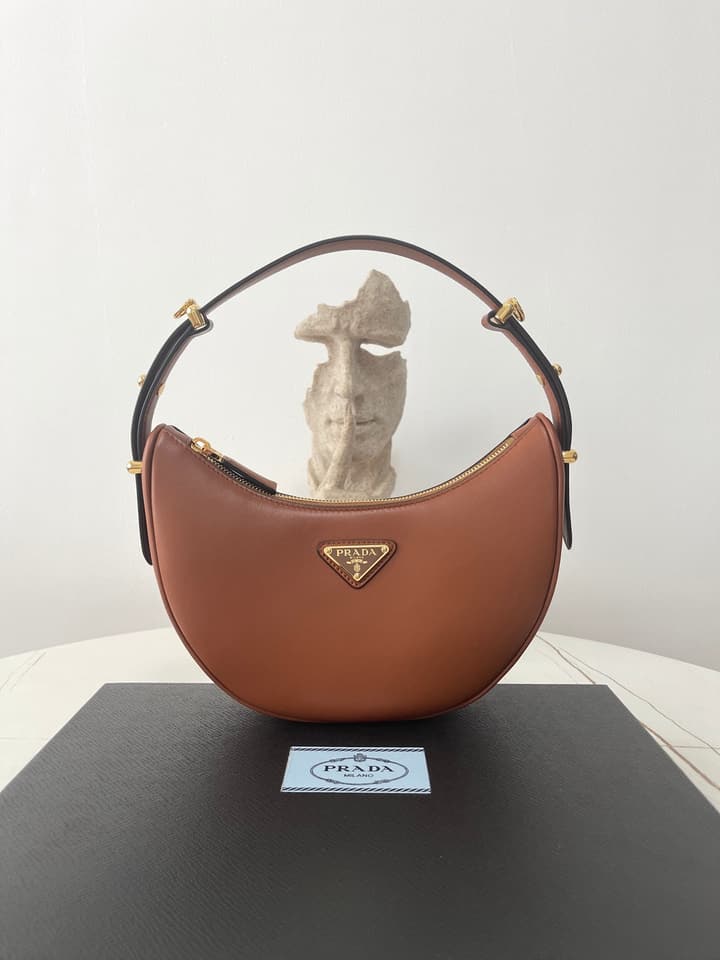 Prada Arque Cowhide Shoulder Bag in Black