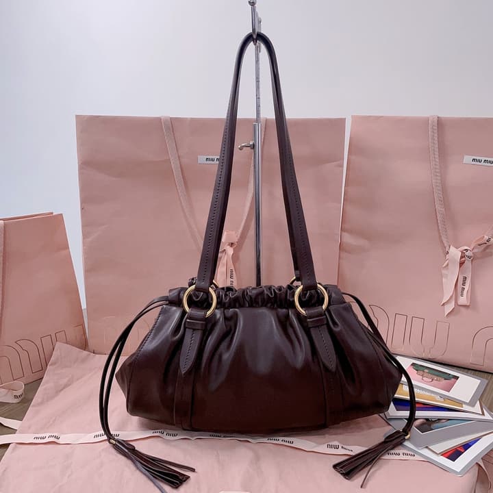 Miu Miu Tassel Drawstring Bucket Bag – New Collection in Black