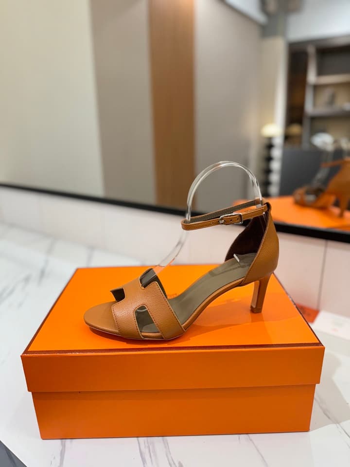 Hermès Classic Palm Grain Cowhide Heels – 6.5cm in Black