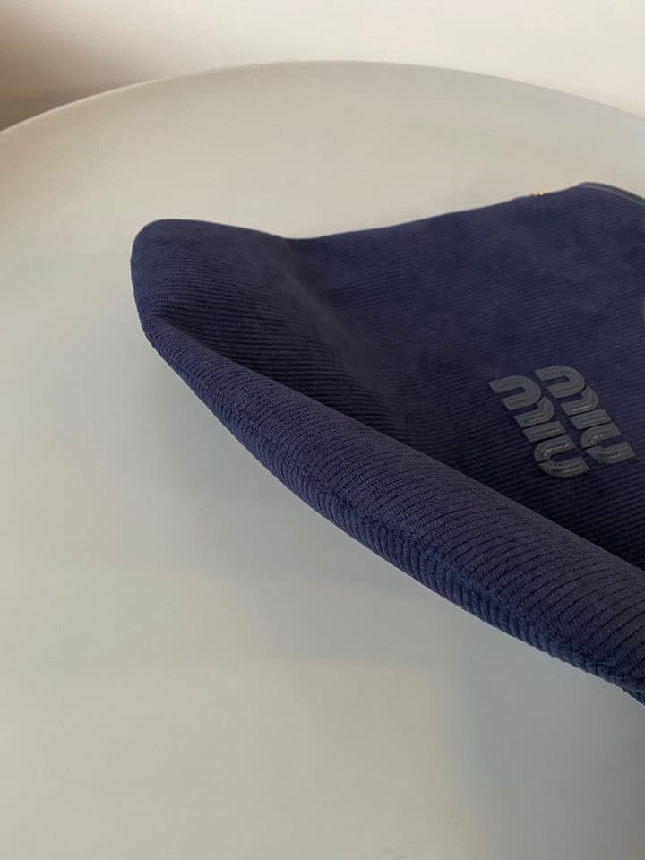 Miu Miu Corduroy Tote Bag in Navy Blue Corduroy Tote