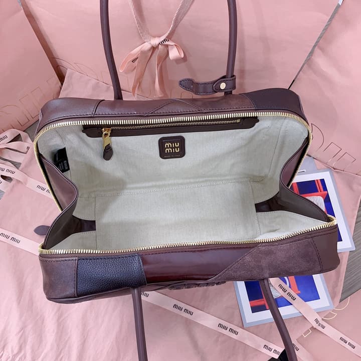 Miu Miu Patchwork Briefcase in Brown Patchwork