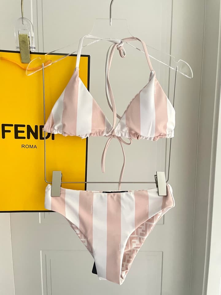 Fendi Versatile One-Piece Bikini Swimsuit in Brown Ff Logo Bikini