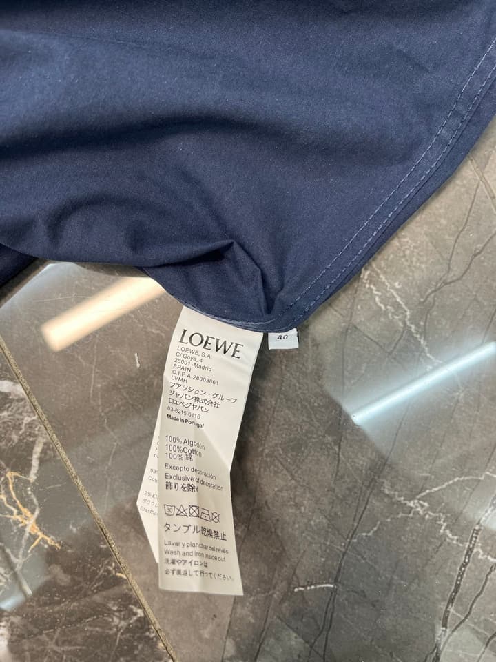 Loewe Anagram Pocket Cotton Shirt in Blue