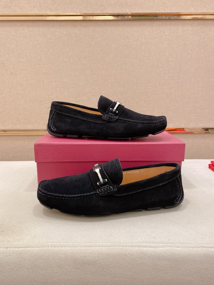 Ferragamo Men's Suede Driving Shoes in Brown Suede