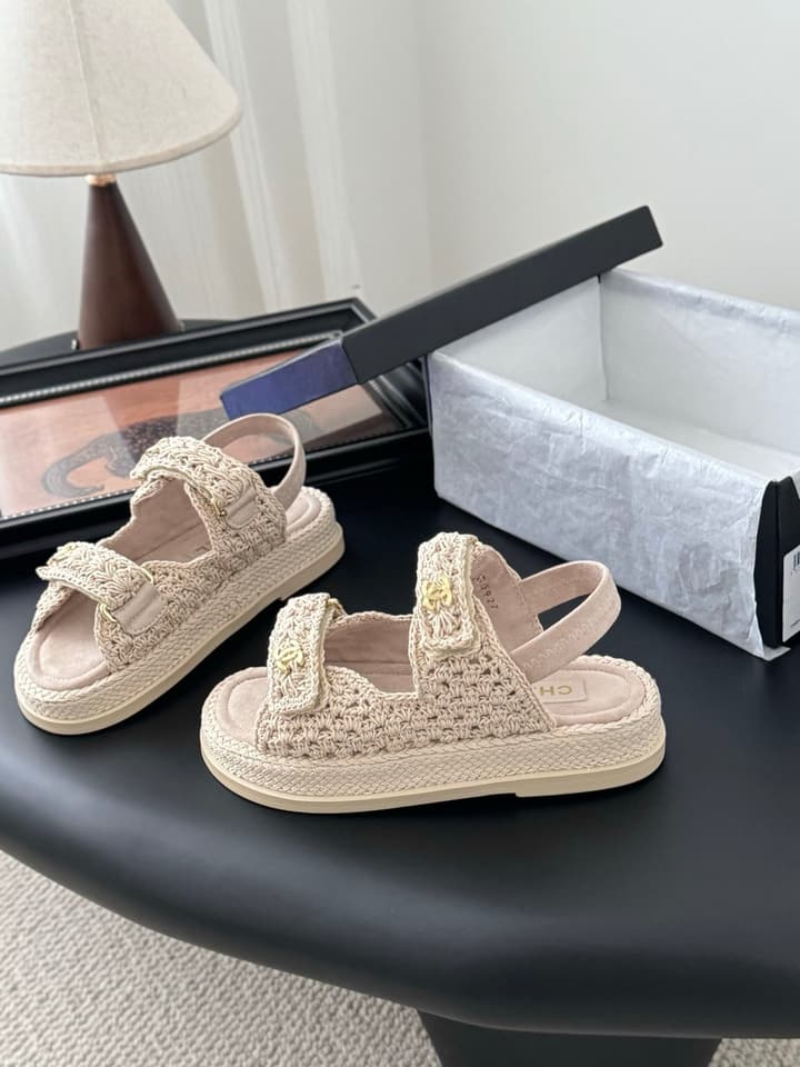 Chanel Velcro Flat Sandals – 25SS Collection in Beige