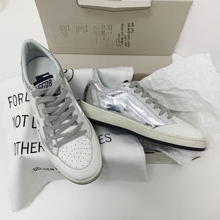 Golden Goose Ball Star Distressed Sneakers – 2023 Spring Collection in Grey Patchwork Black Star
