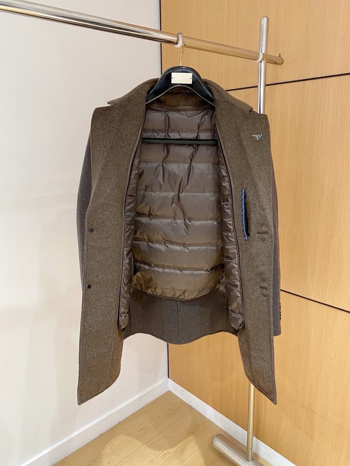 Prada Men's Wool Kensington Coat – 2025FW in Charcoal Gray Wool Coat