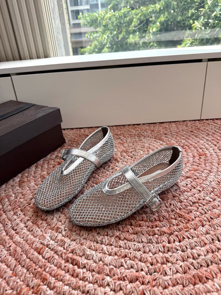 Alaïa Hidden Heel Fishnet Mules – 2026SS in Silver