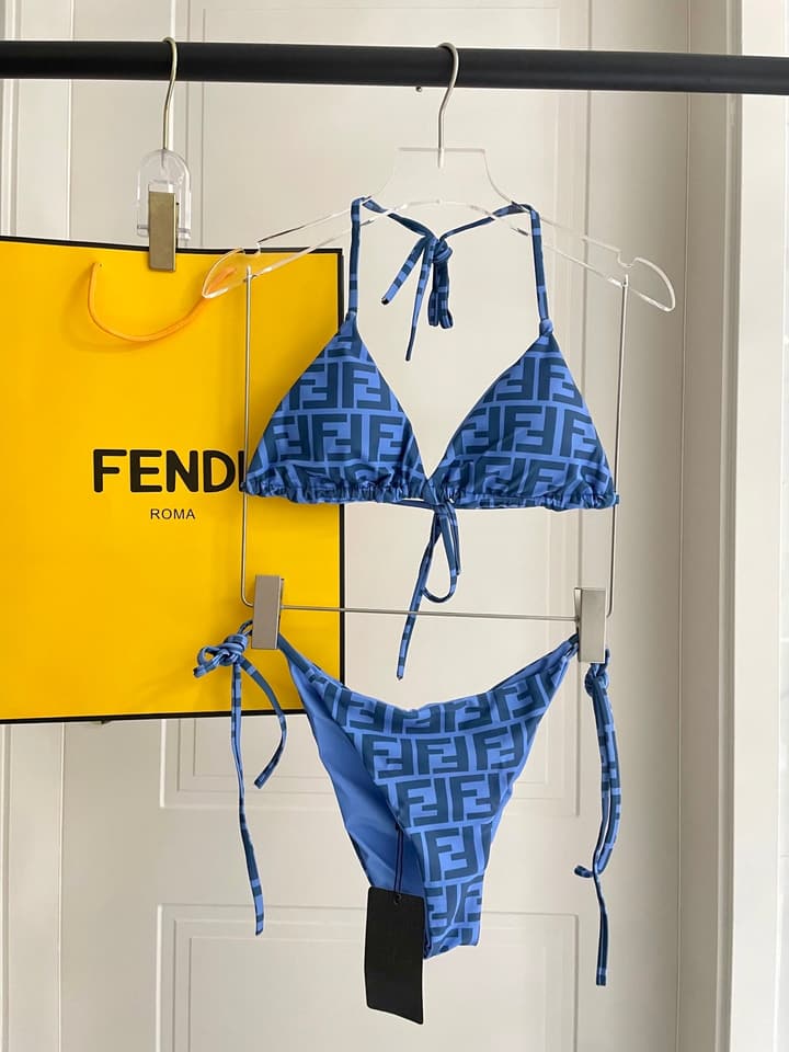 Fendi Versatile One-Piece Bikini Swimsuit in Brown Ff Logo Bikini