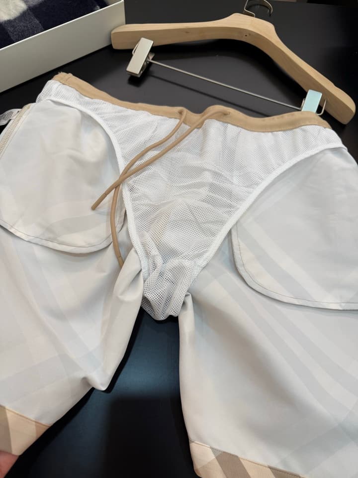 Burberry Diagonal Check Swim Shorts in Apricot