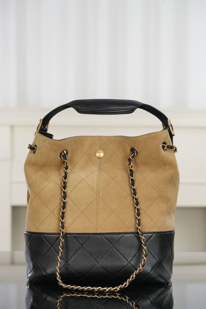 Chanel 25A Suede Apricot Bucket Bag – 25A Collection