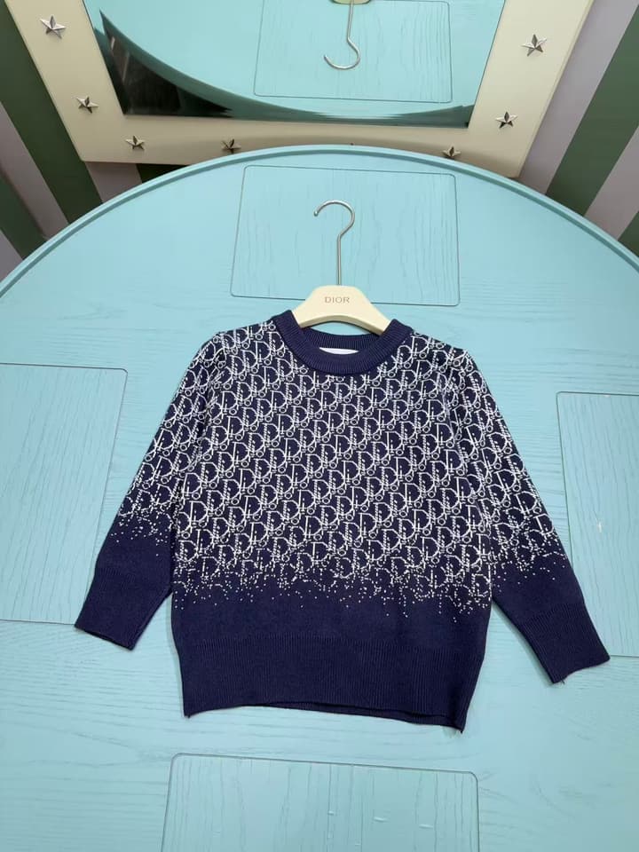 Dior Kids Classic Striped Knitted Sweater – 2025SS in Navy Monogram Fade