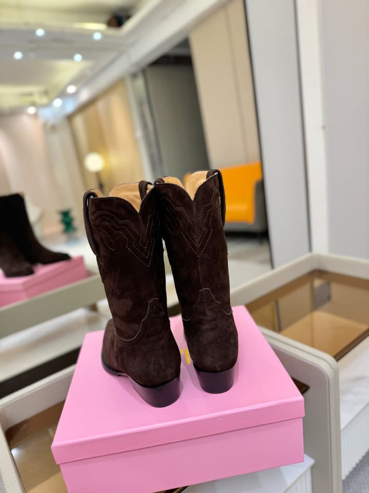 Paris Texas Western Ankle Boots in Black Suede