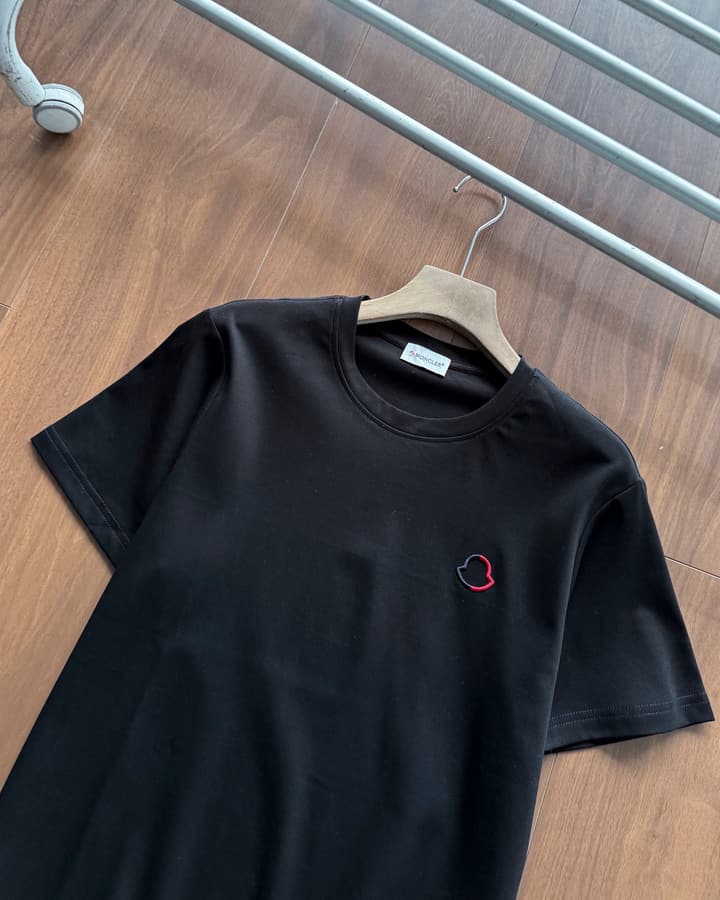 Moncler Classic Logo Embroidered T-Shirt in Classic Black