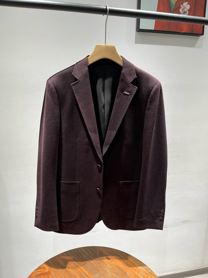 Zegna Men's Wool Houndstooth Blazer – 2025FW in Deep Burgundy Houndstooth