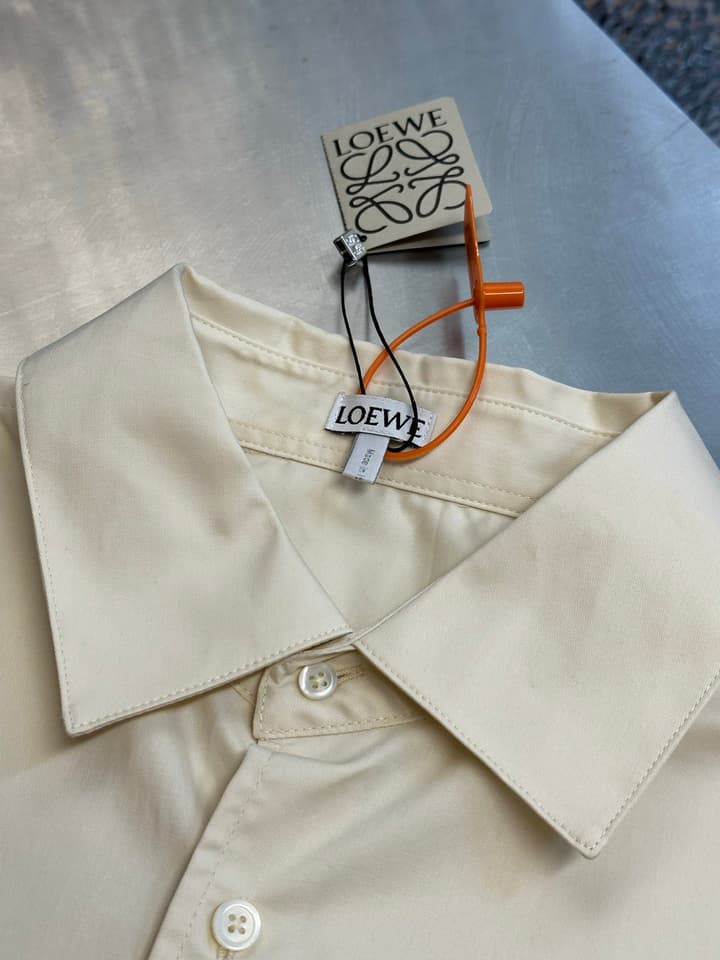 Loewe Anagram Two-Tone Embroidered Pocket Shirt in Cream