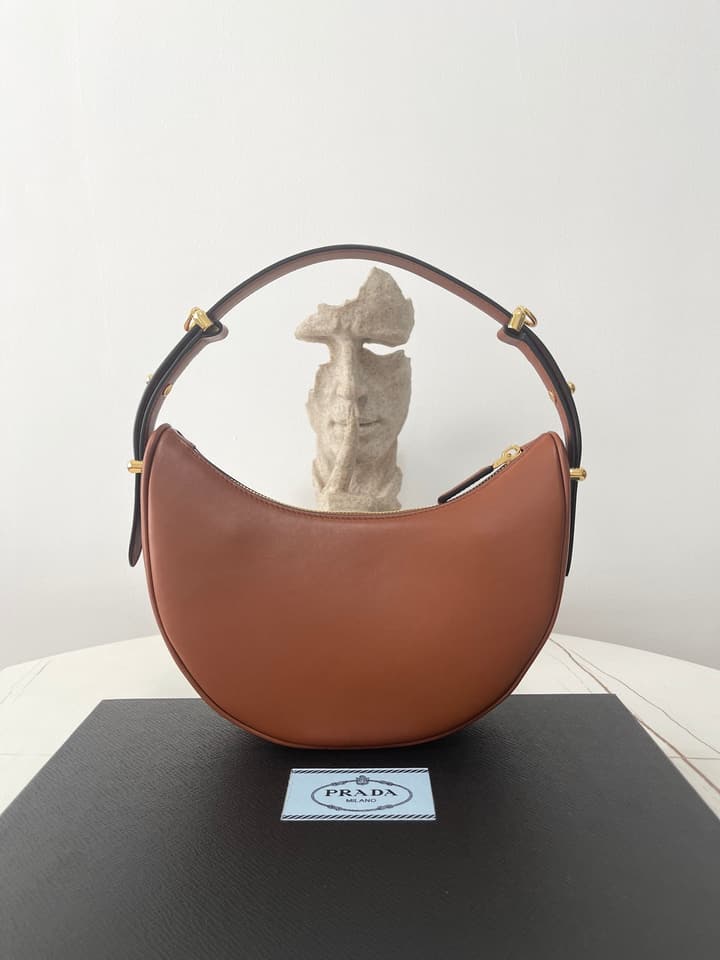 Prada Arque Cowhide Shoulder Bag in Black