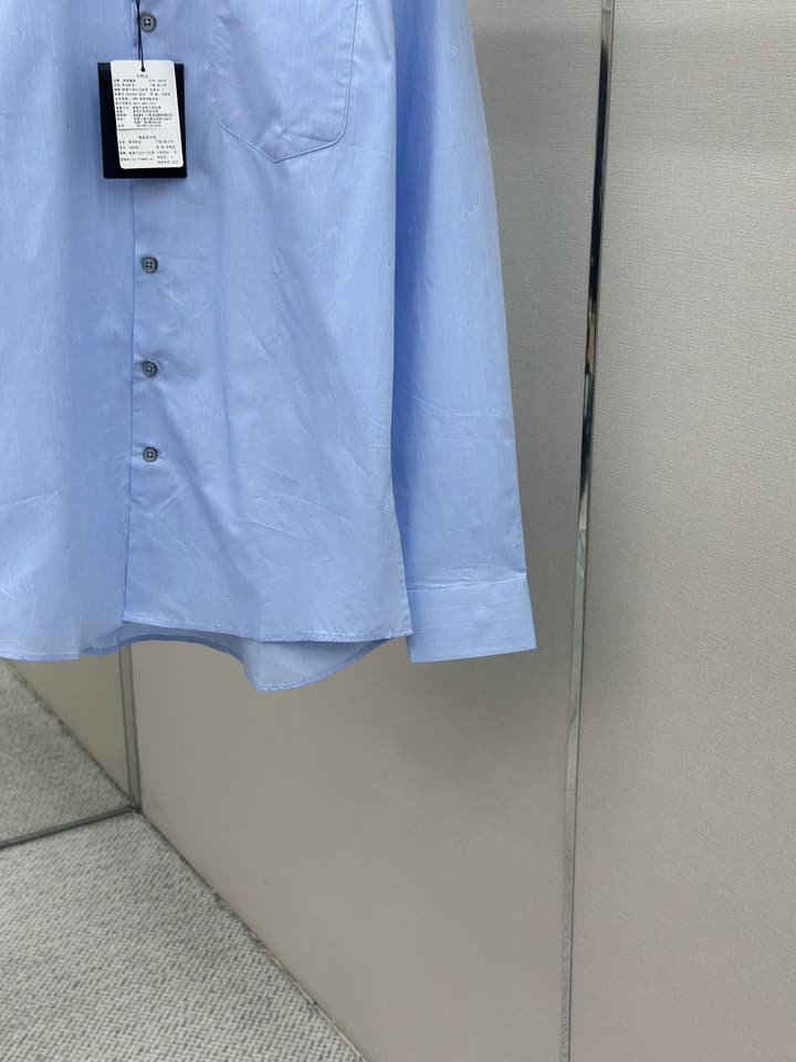 Louis Vuitton Pinstripe Jacquard Cotton Shirt – 25SS in Light Blue Pinstripe Jacquard