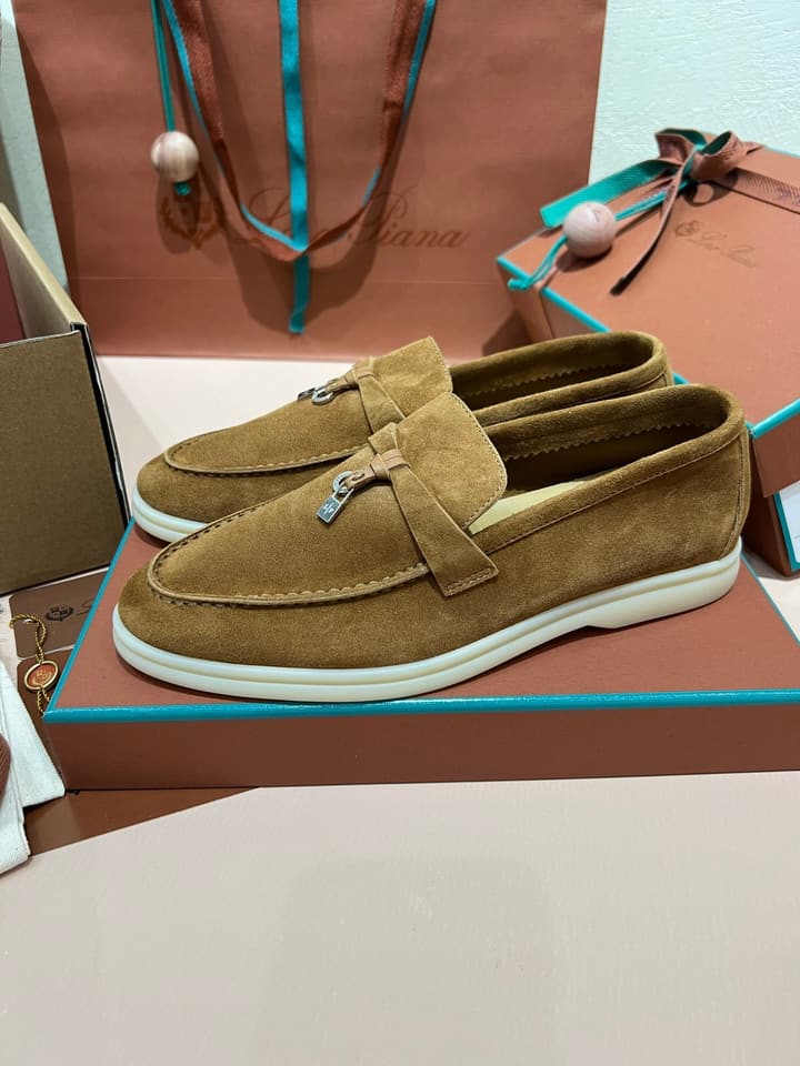 Loro Piana Caramel Suede Mules