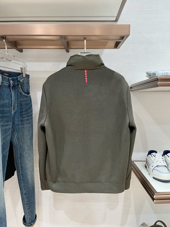 Prada Spliced Knit Down Jacket – FW2024 in Black Knit Down Jacket