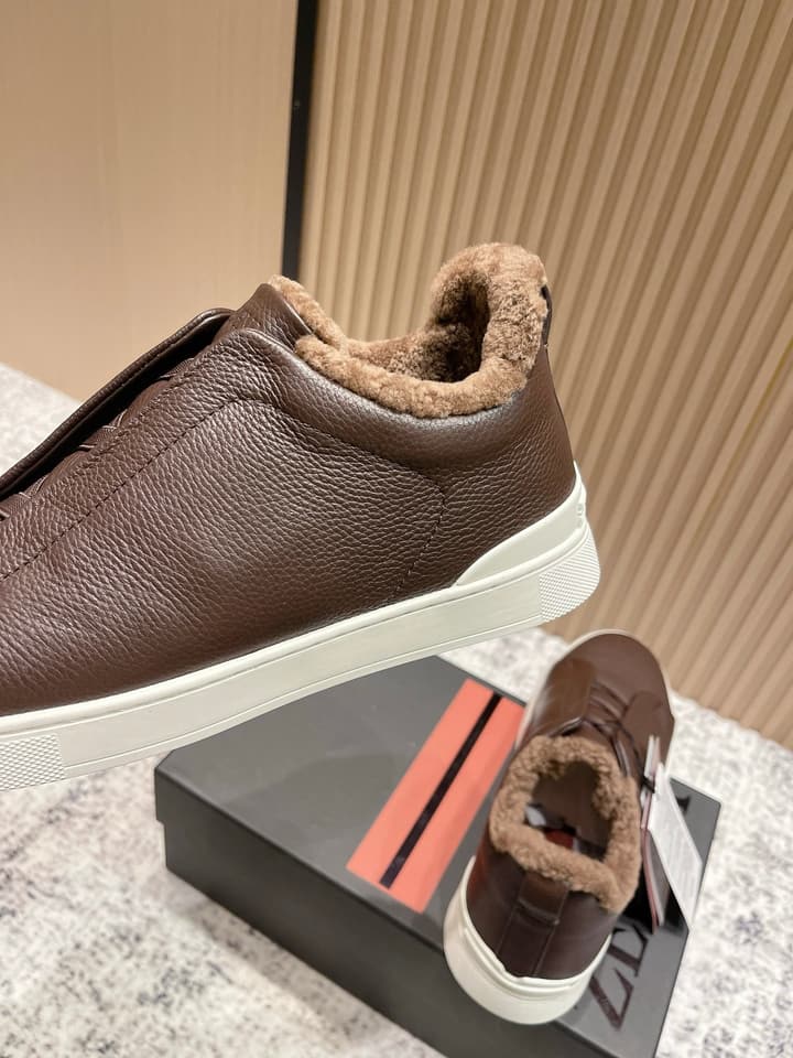 Zegna Triple Stitch Low-Top Casual Shoes – 2025SS in Black Leather