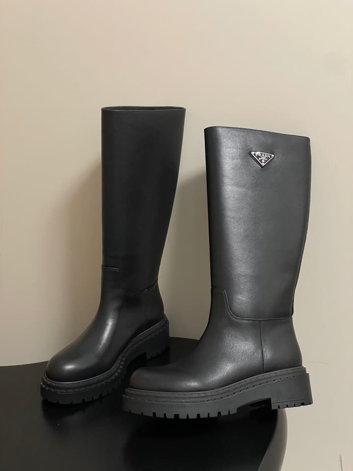 Prada Platform Leather Knight Boots – 25FW in Black
