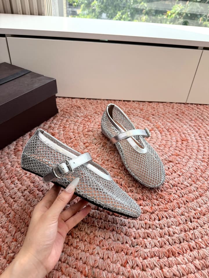 Alaïa Hidden Heel Fishnet Mules – 2026SS in Silver