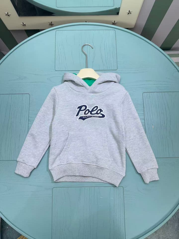 Ralph Lauren Inspired Kids Hooded Sweatshirt – 2025FW – Kids Collection in Burgundy Bear Graphic