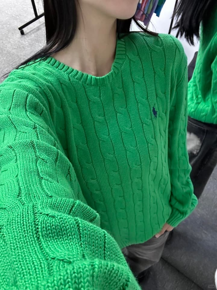 Ralph Lauren Inspired Cable Knit Sweater in Black