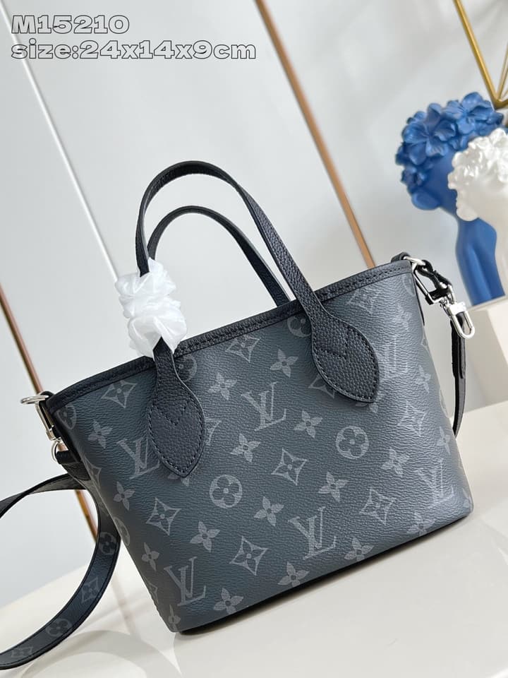 Louis Vuitton Neverfull Bandoulière Inside Out BB Handbag in Black Monogram With White Graphic