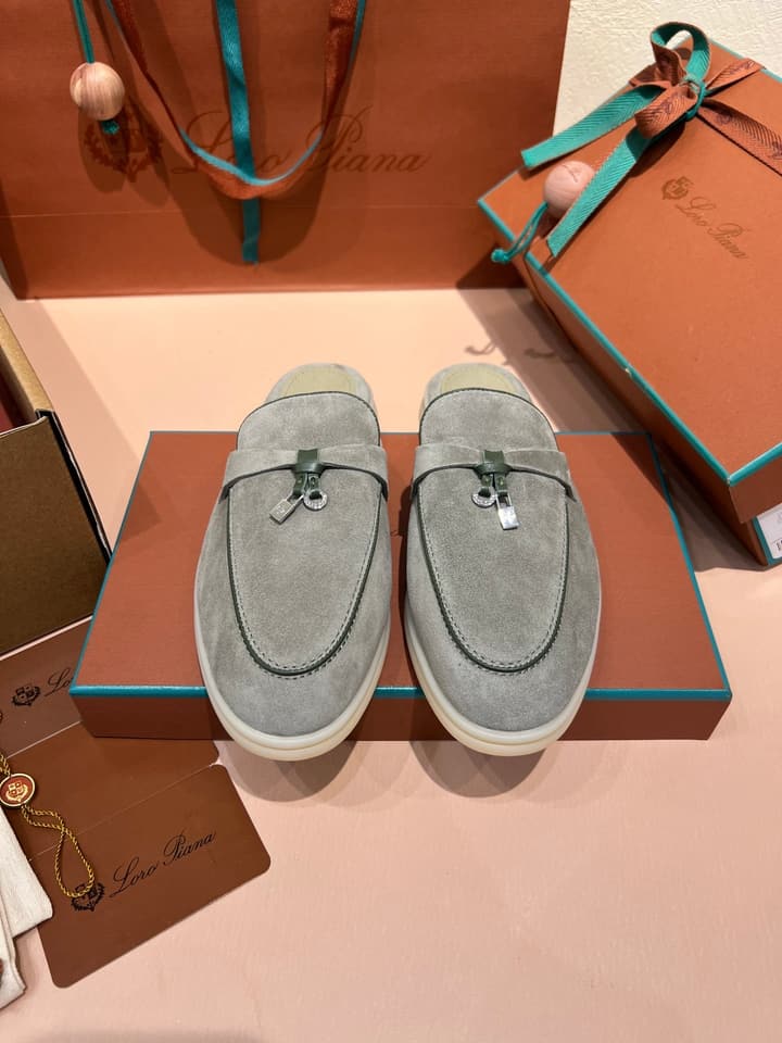 Loro Piana Women's Mules in Aqua Blue Suede