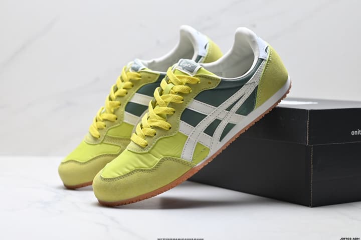 Onitsuka Tiger Serrano Nylon Retro Sneakers in Blue With White Stripes