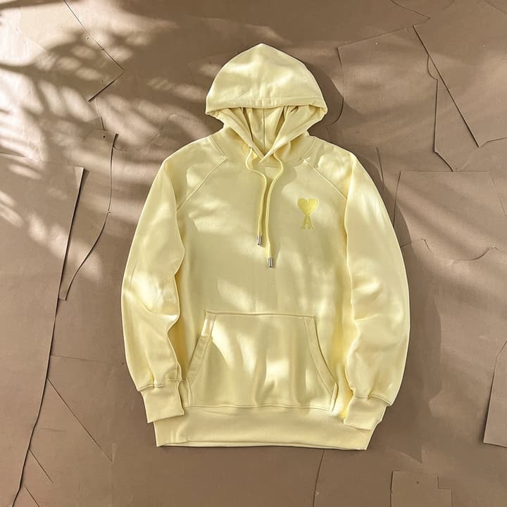 Ami Paris Ami de Coeur Macaron Zip Hoodie in Pastel Pink