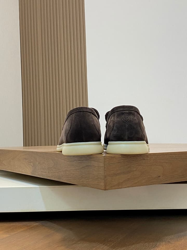 Loro Piana Suede Leather Slip-On Loafers in Black Suede