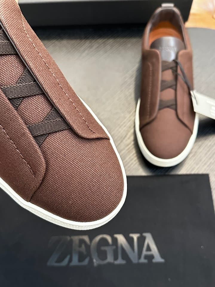 Zegna Triple Stitch Low-Top Sneakers in Black Suede