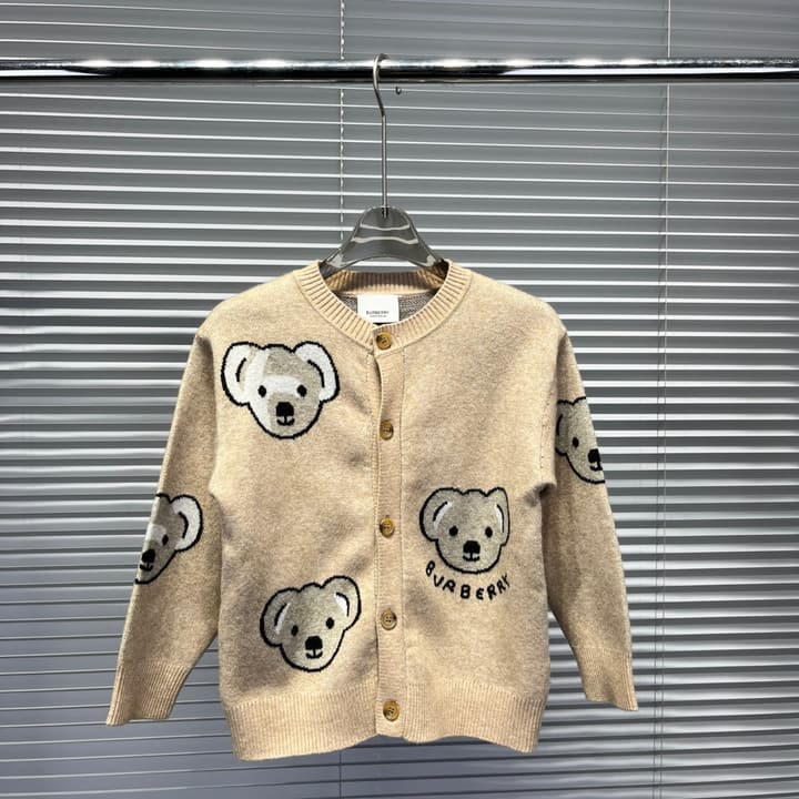 Burberry BU Bear Pattern Cardigan – Kids Collection in Light Tan Bear Cardigan