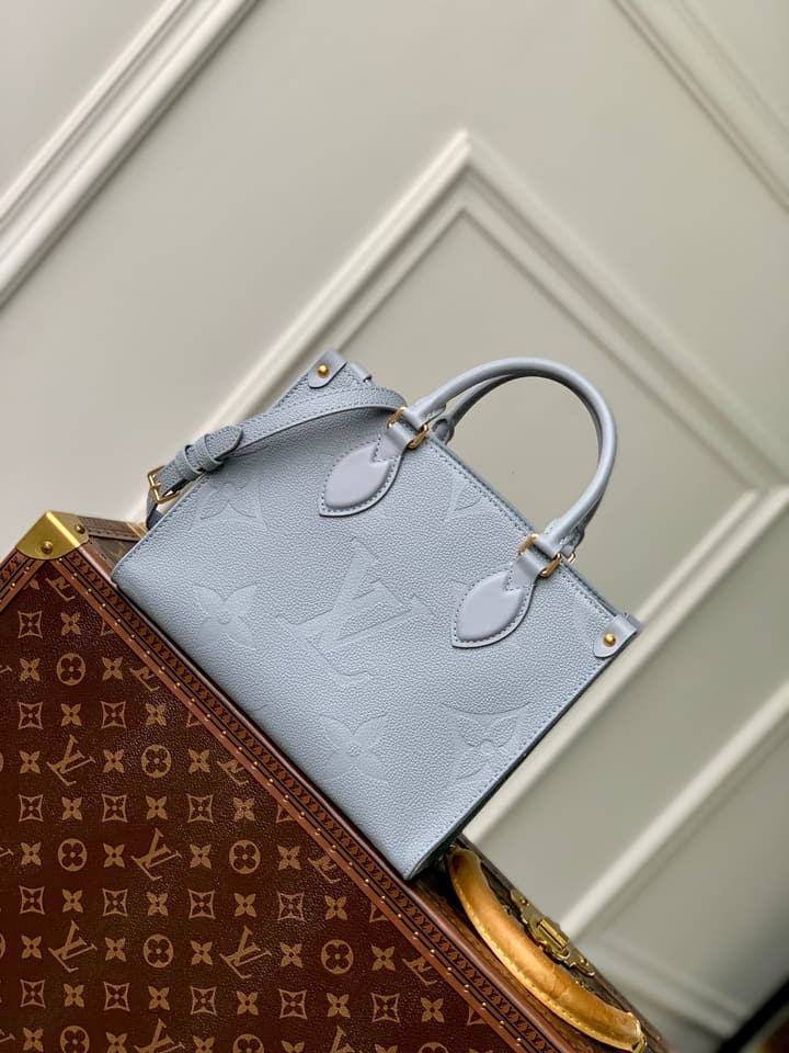 Louis Vuitton OnTheGo Small Tote Bag in Light Blue Grey