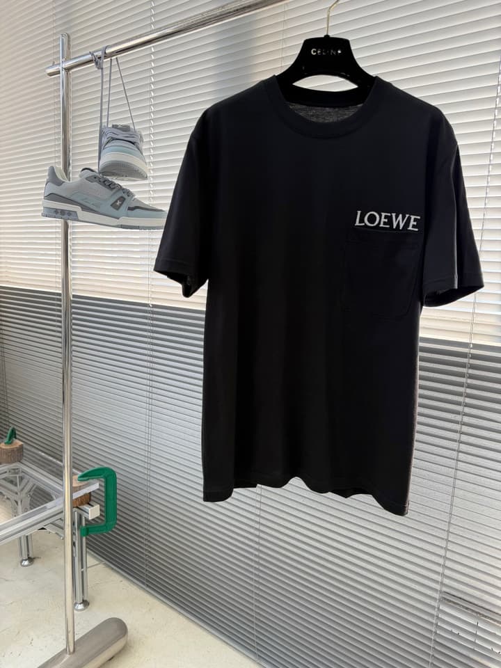 Loewe Pocket Embroidered Cotton T-Shirt in Black