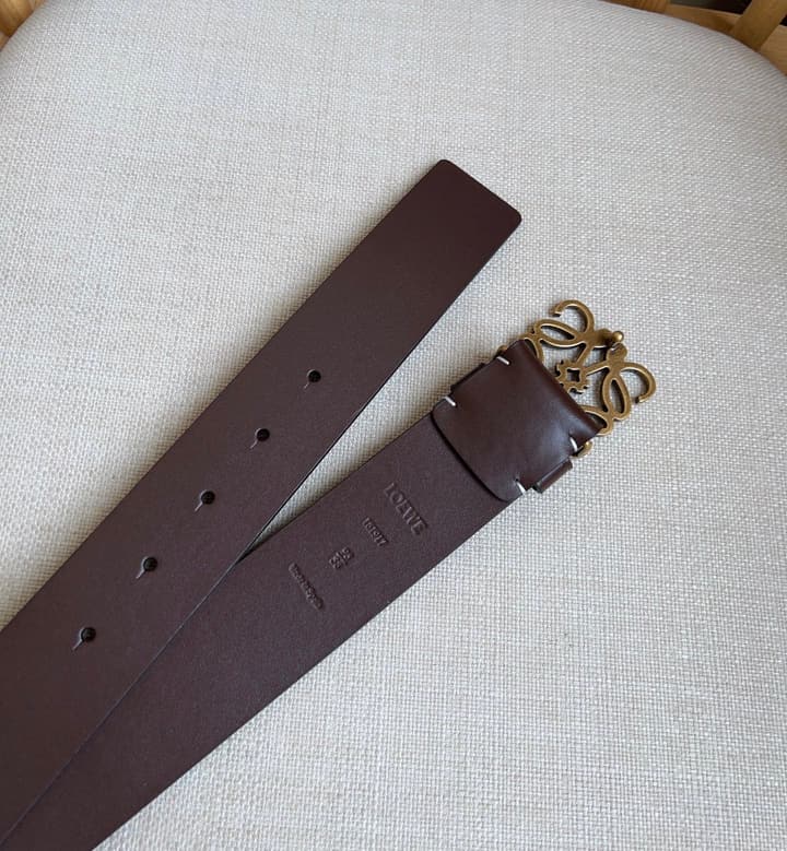 Loewe Narrow Leather Belt with Anagram Padlock Buckle in Black Leather With Silver Buckle