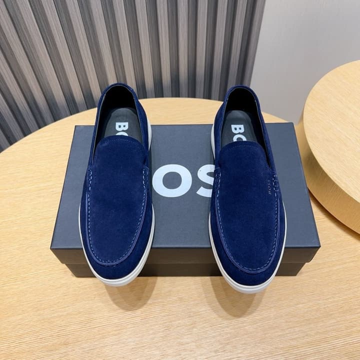 Boss Men's Luxury Leather Loafers in Black Leather