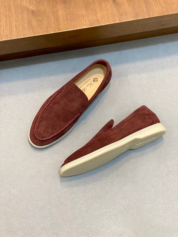 Loro Piana Suede Leather Slip-On Loafers in Black Suede