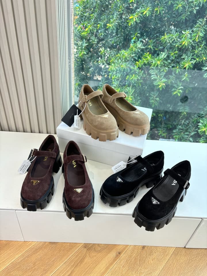 Prada Monolith Platform Mary Jane Loafers – 25FW in Assorted Leather & Suede Collection