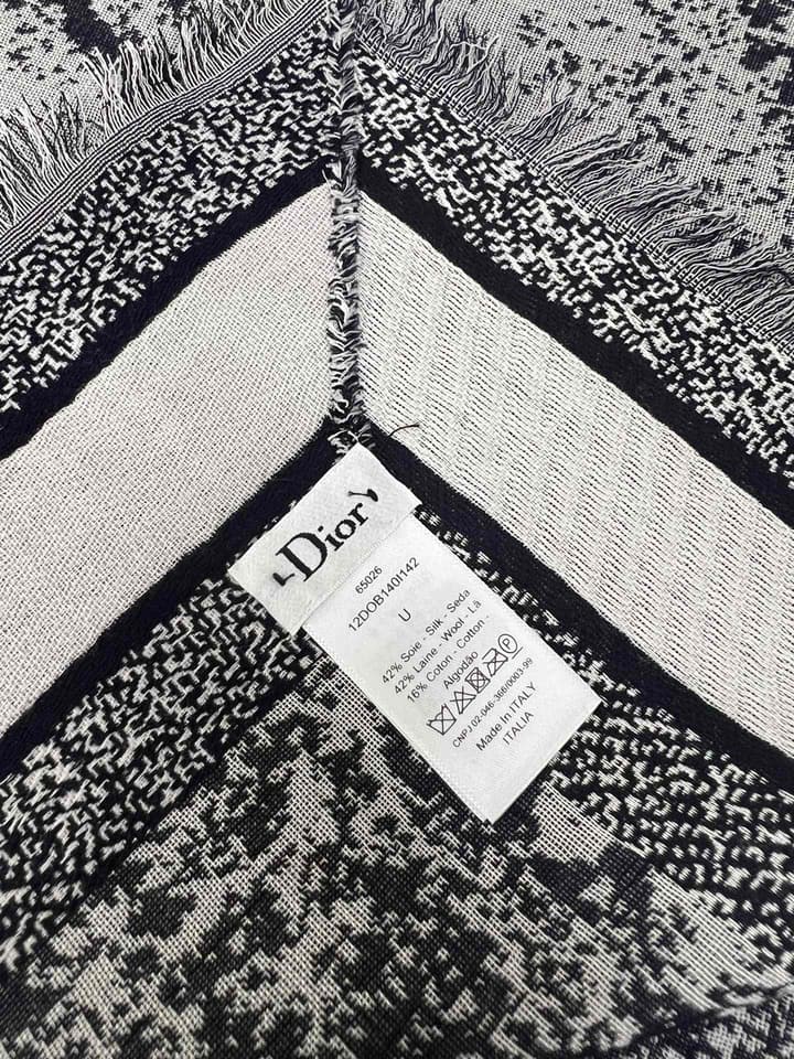 Dior Limited Edition Grey Shawl in Beige Blue Toile
