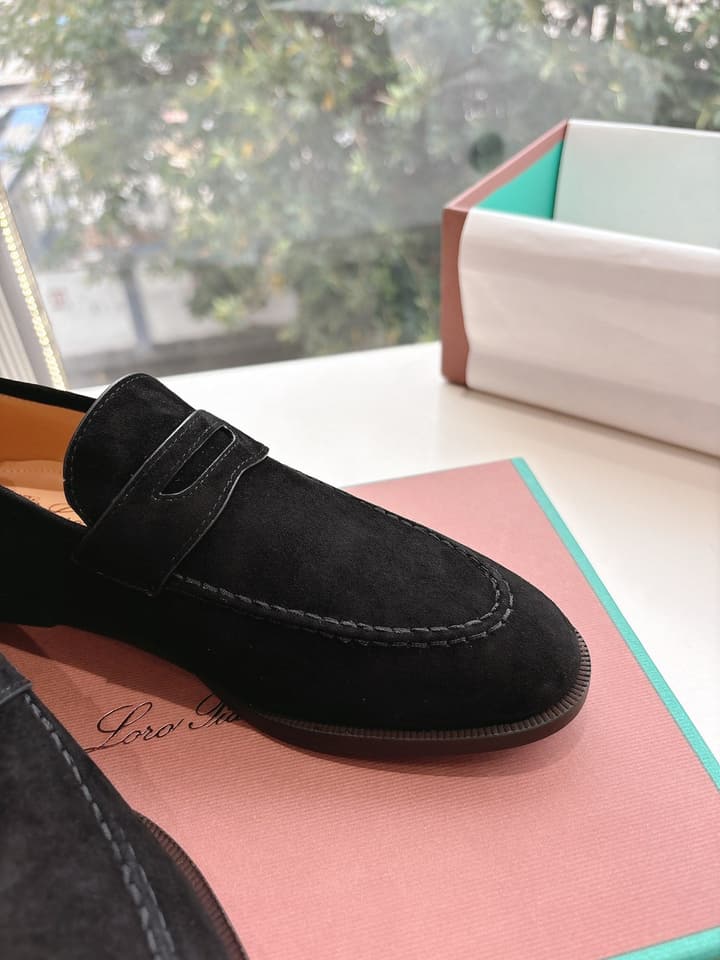 Loro Piana Loafers in Black Suede