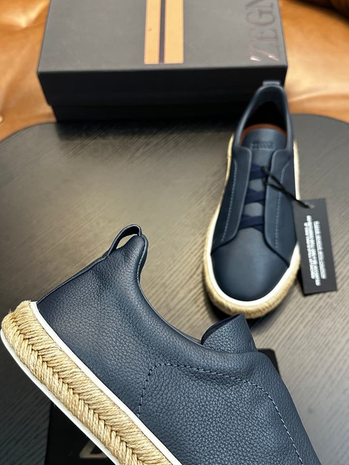 Ermenegildo Zegna Triple Stitch Low-Top Sneakers in Black Suede