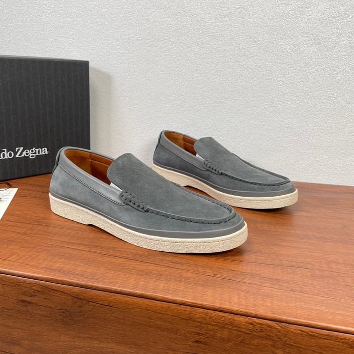 Zegna Men's Suede Leather Slip-On Loafers in Black Suede Loafer