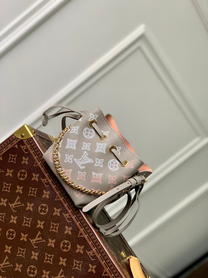 Louis Vuitton Pico Bella Perforated Monogram Bucket Bag in Beige