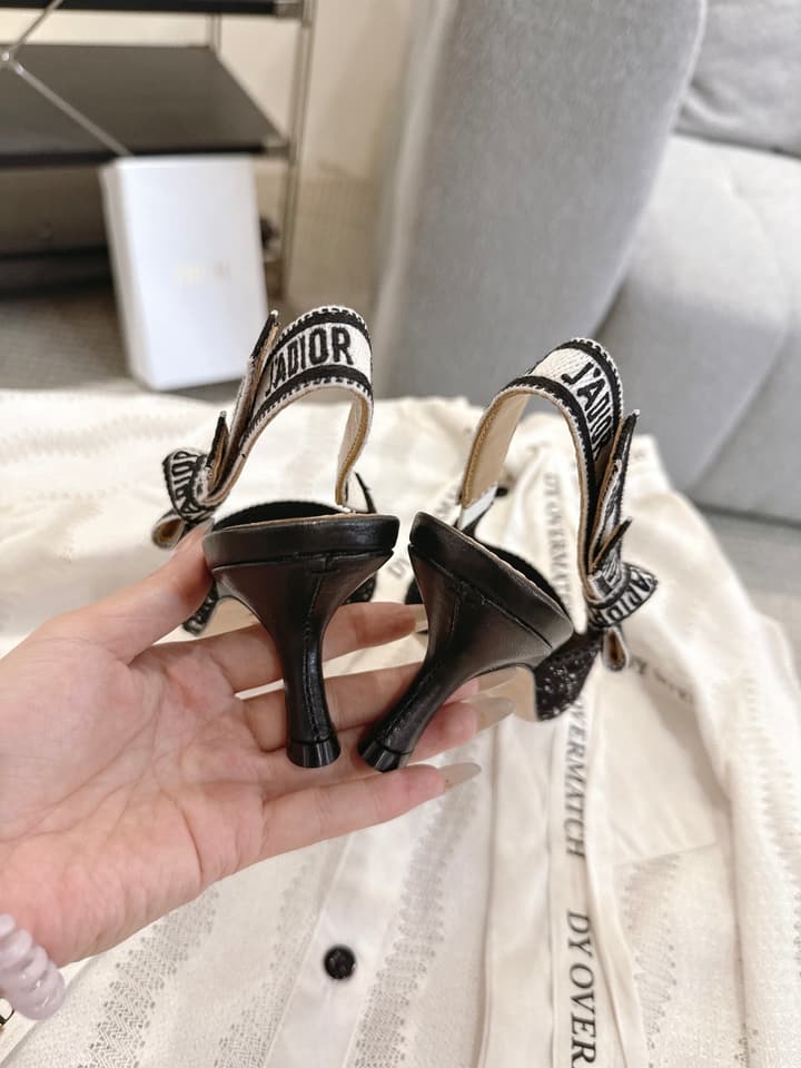 Dior J'Adior Embroidered Kitten Heel Sandals in Defined Black Oblique