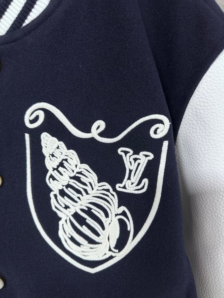 Louis Vuitton Seashell Embroidery Bomber Jacket – Nautical Collection – 24FW in Navy Blue With White Sleeves